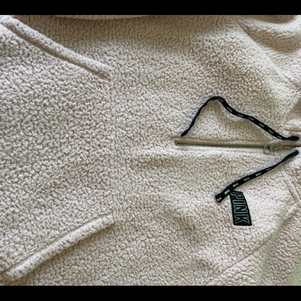 PINK Sherpa 3/4 zip Hoodie - Picture 3 of 4